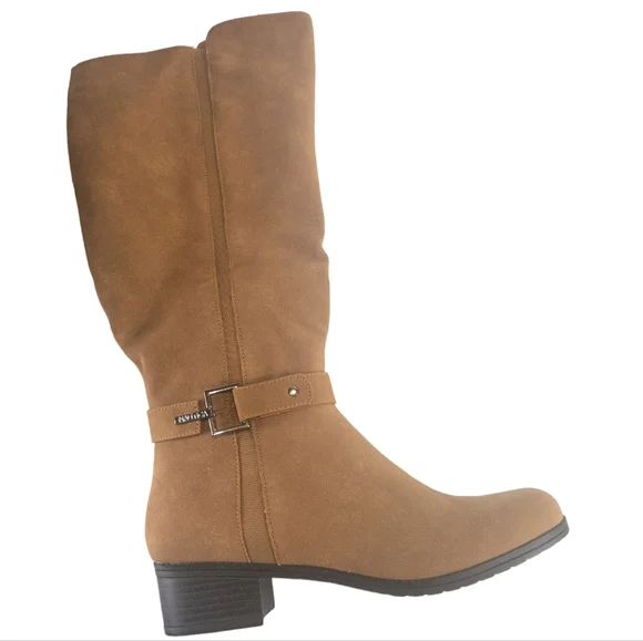 Nautica Minetta Faux Suede Tall Knee High Boots Tan - Picture 3 of 5